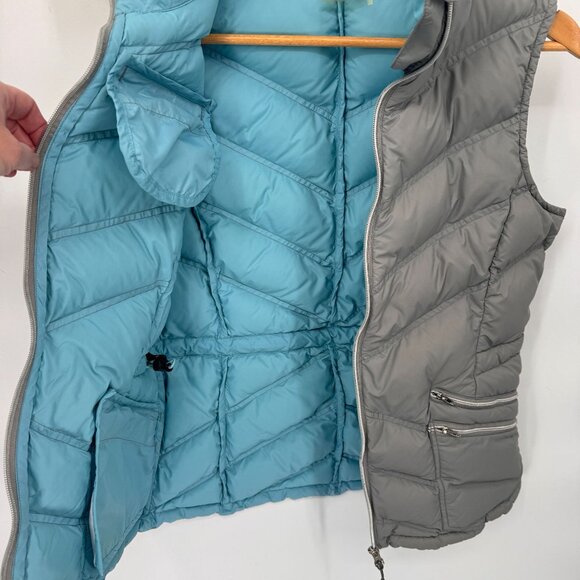 Athleta Full Zip Quilted Puffer Vest Womens Medium Gray Nylon Goose Down Pockets - Picture 8 of 10